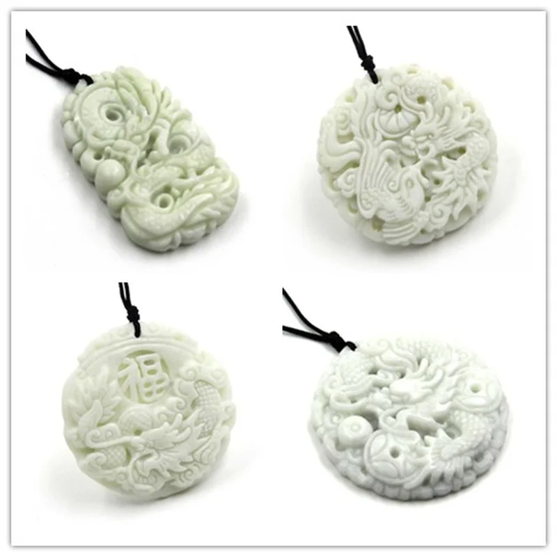 Women'S Accessories - Naturalna biel jade smok wisiorek feniks