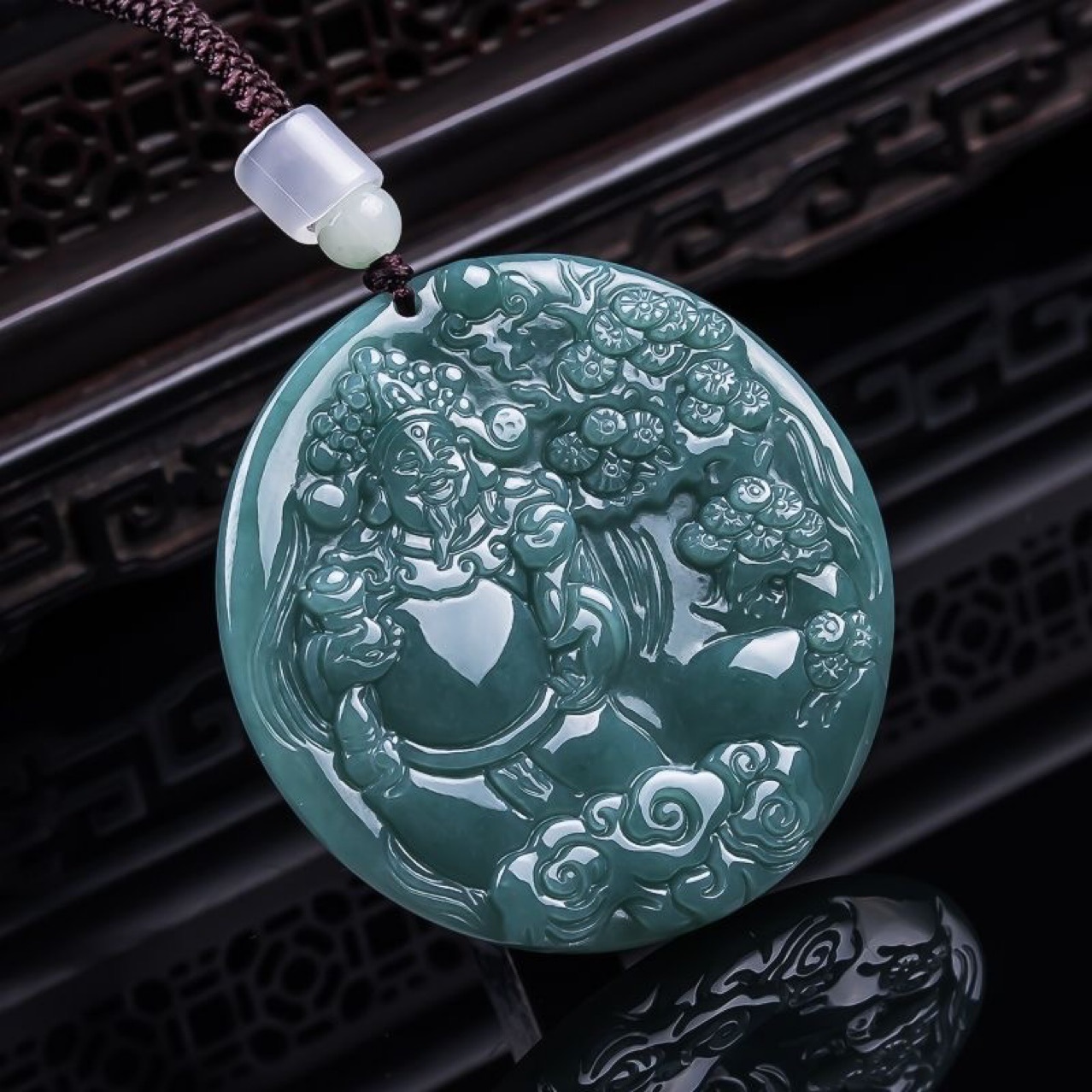 Women Accessories For Gift - Burmański Jadeitowy Wisiorek Bóg Bogactwa Talizmany