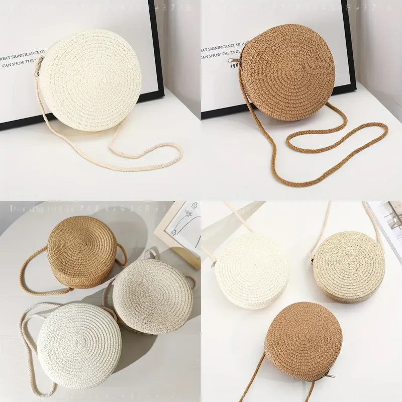 Women'S Accessories - Okrągła tkana torba na ramię z